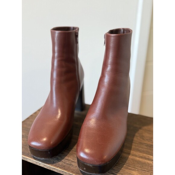 VANELI Valeke Women's Boots Brown Cognac Leather Square Toe Comfort 10 Luxury - Picture 4 of 9